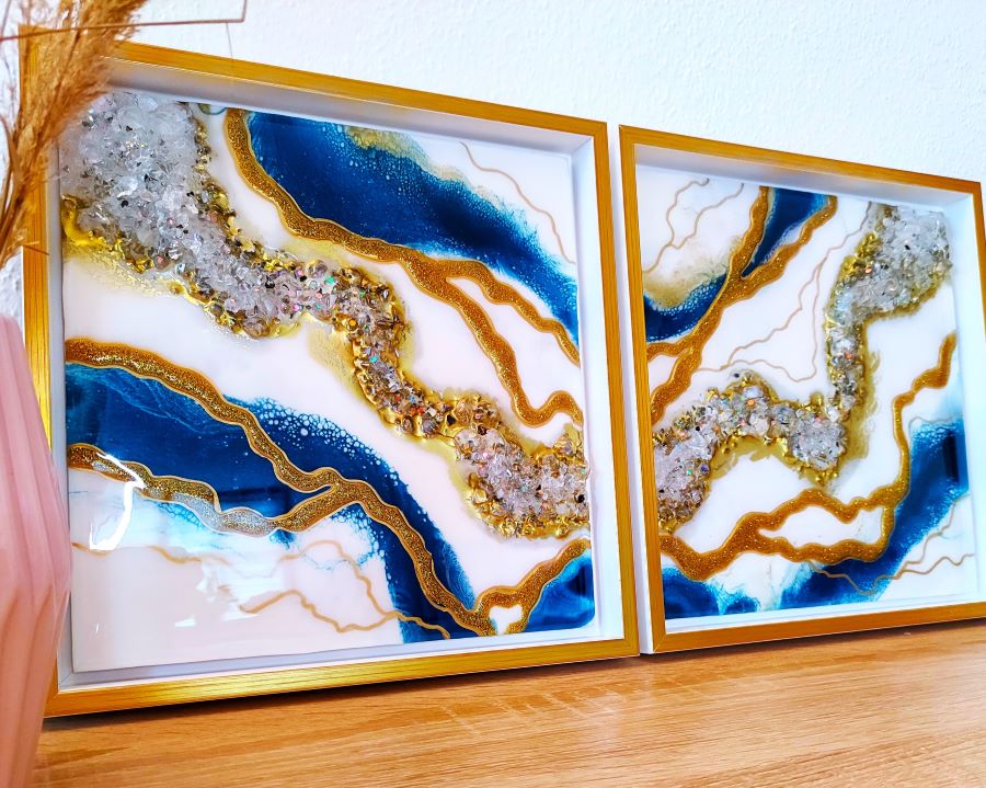 Geode Diptych "Blue Stream"