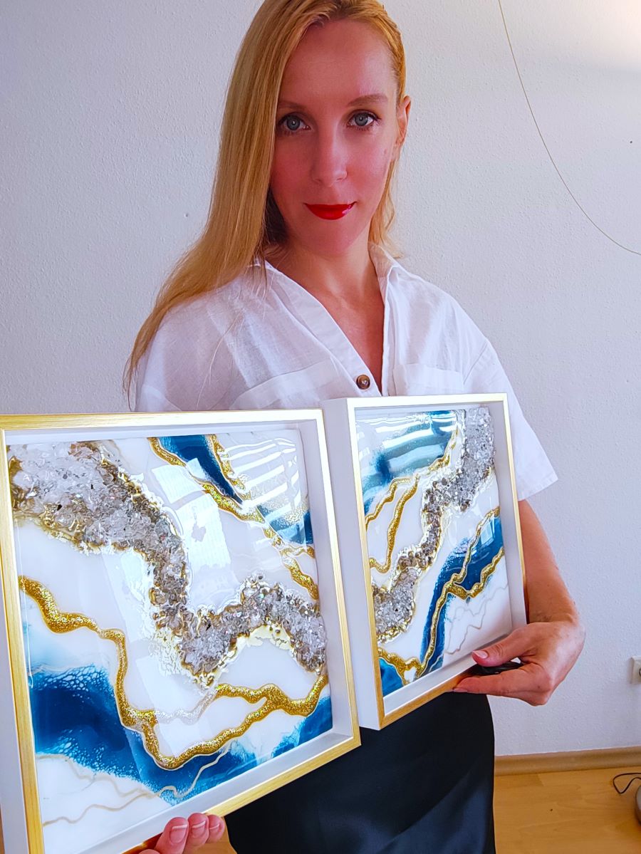 Geode Diptych "Blue Stream" - Image 3